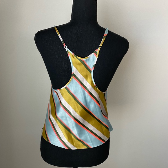 Victoria's Secret Size Small Silky Blouse Racerback Light Blue/Green/Coral - Picture 6 of 9